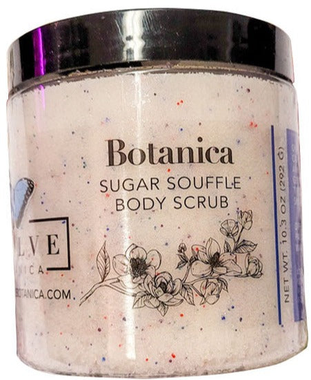 Picture of a jar of Botanica Sugar Souffle Body Scrub, 292 grams